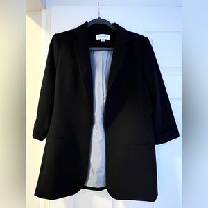 Calvin Klein Black Cropped Sleeve long blazer